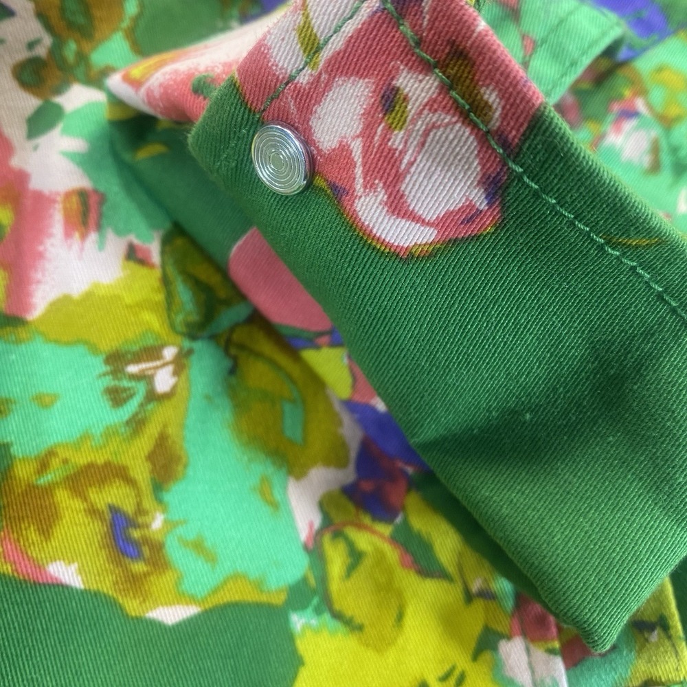Isaac Mizrahi Live Jacket Womens 16 Button Green Floral Coastal Grandma Western - Picture 7 of 9
